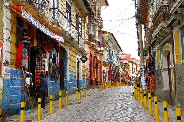 Paz Bolivia Marzo 2019 Una Vista Desde Calle Llena Coloridas — Foto de Stock