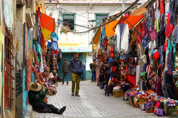 Paz Bolivia Marzo 2019 Una Vista Desde Calle Llena Coloridas —  Fotos de Stock