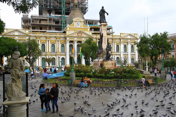 Kilátás Plaza Murillo Amely Központi Tér Város Mindig Tele Van — Stock Fotó