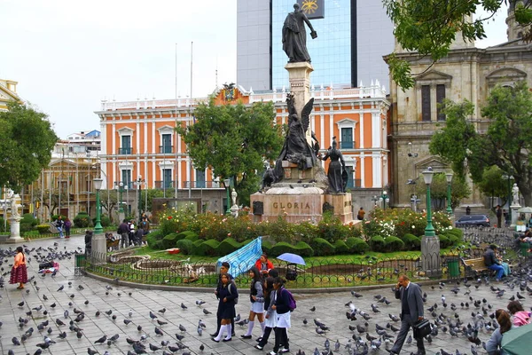 Una Vista Desde Plaza Murillo Que Plaza Central Ciudad Siempre — Foto de Stock