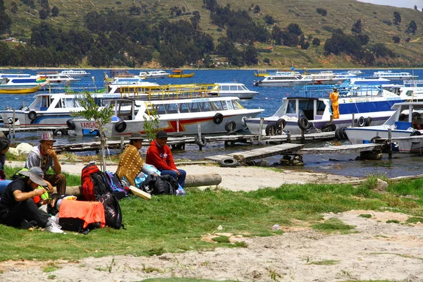 Copacabana Bolivia Şubat 2019 Copacabana Şehrinin Panoramik Manzarası Kutsal Titicaca — Stok fotoğraf