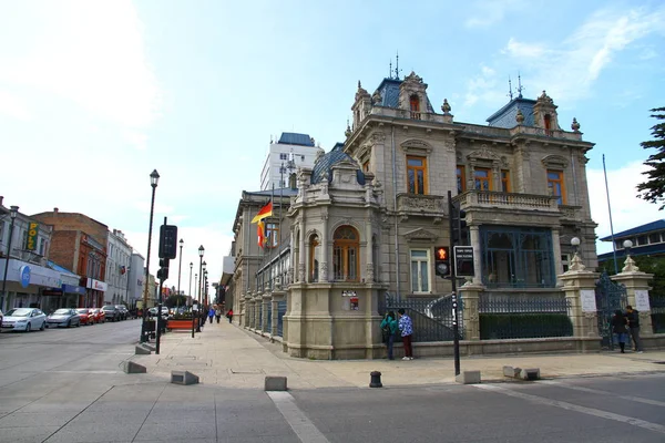 Punta Arenas Sokaklarından Bir Manzara Şehirdeki Bazı Binalar Alman Tarzı — Stok fotoğraf