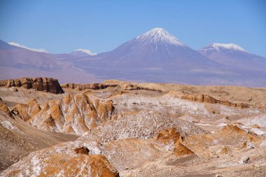 A beautiful landscape of the salt flats in Valle de la Luna (Moon Valley) in San Pedro de Atacama, Chile