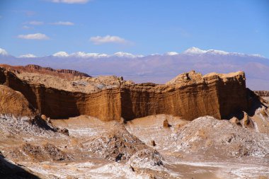 A beautiful landscape of the salt flats in Valle de la Luna (Moon Valley) in San Pedro de Atacama, Chile