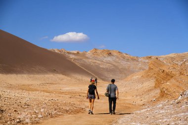 A beautiful landscape of the salt flats in Valle de la Luna (Moon Valley) in San Pedro de Atacama, Chile