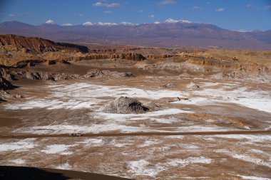 A beautiful landscape of the salt flats in Valle de la Luna (Moon Valley) in San Pedro de Atacama, Chile