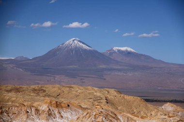 A beautiful landscape of the salt flats in Valle de la Luna (Moon Valley) in San Pedro de Atacama, Chile
