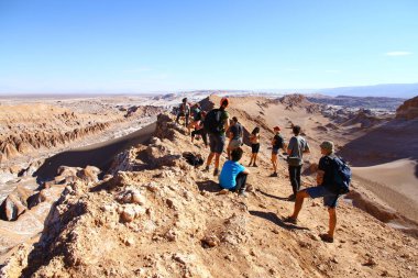 A beautiful landscape of the salt flats in Valle de la Luna (Moon Valley) in San Pedro de Atacama, Chile