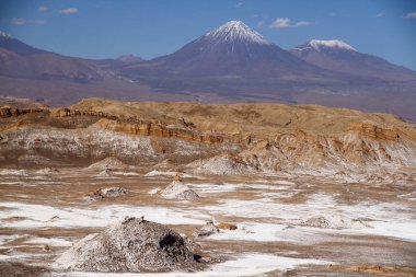 A beautiful landscape of the salt flats in Valle de la Luna (Moon Valley) in San Pedro de Atacama, Chile