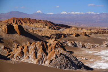 A beautiful landscape of the salt flats in Valle de la Luna (Moon Valley) in San Pedro de Atacama, Chile