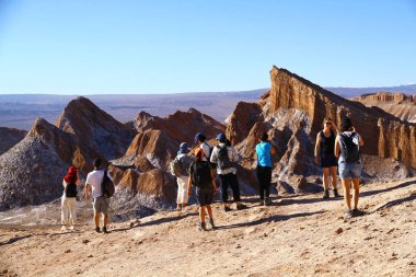 A beautiful landscape of the salt flats in Valle de la Luna (Moon Valley) in San Pedro de Atacama, Chile