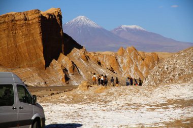 A beautiful landscape of the salt flats in Valle de la Luna (Moon Valley) in San Pedro de Atacama, Chile