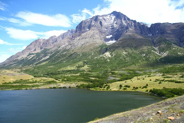 Panoramiczny Widok Jeziora Nordenskjold Parku Narodowym Torres Del Paine Chile — Zdjęcie stockowe