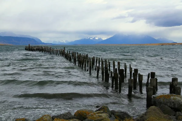 Restos Del Antiguo Muelle Puerto Natales Chile — Foto de Stock