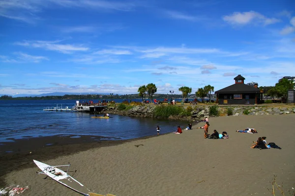 View Beach Canoes Lake Llanquihue Sunny Day Chile — Stock Photo, Image