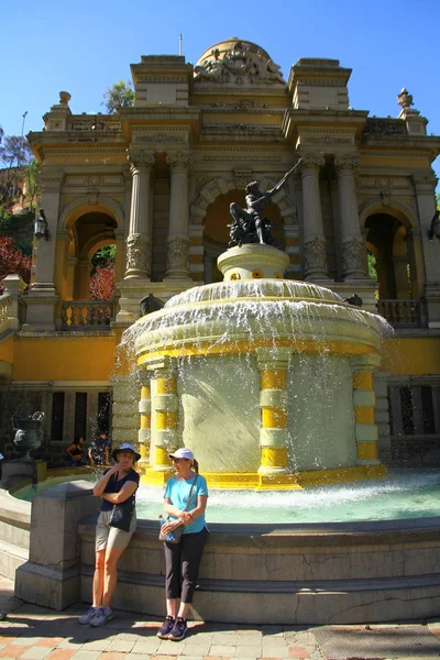 Fontein Van Neptunus Terras Santa Lucia Hill Santiago Chili — Stockfoto