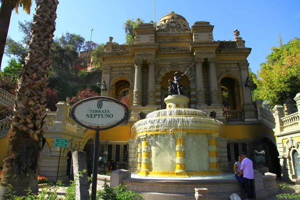 Fountain Neptune Terrace Santa Lucia Hill Santiago Chile — Stock fotografie