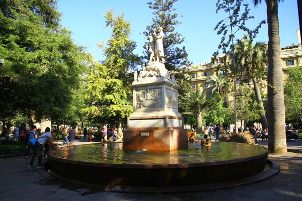 Fountain Located Plaza Armas Main Square Central Santiago Chile — Stock Photo, Image