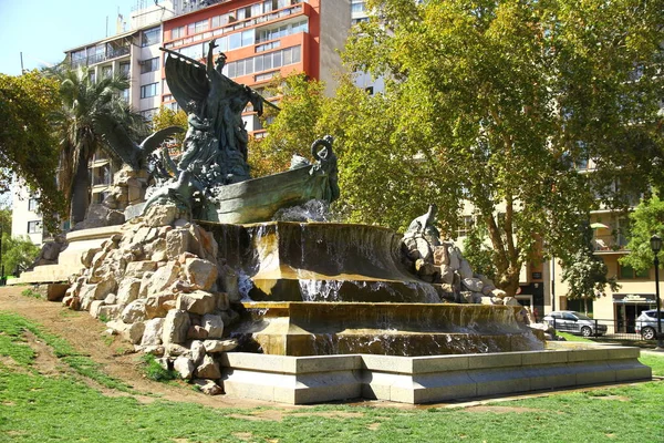 German Fountain Park Forestal Honors Santiagos Large German Immigrant Population — Stock Photo, Image