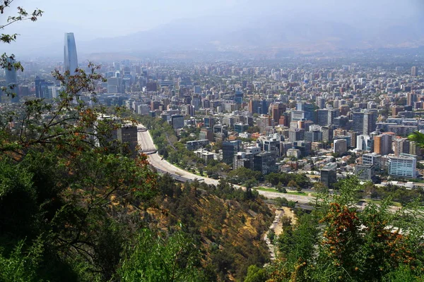 Santiago Nun Güzel Manzarası San Cristobal Hill Şili Deki Teraslardan — Stok fotoğraf