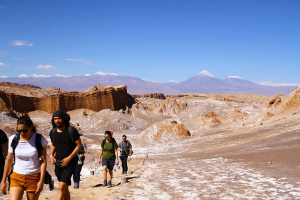 A beautiful landscape of the salt flats in Valle de la Luna (Moon Valley) in San Pedro de Atacama, Chile