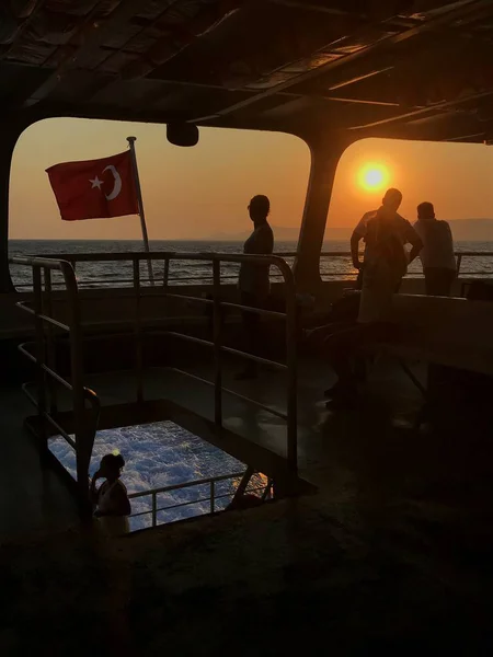 Bela Vista Pôr Sol Partir Ferry Interior Turquia — Fotografia de Stock