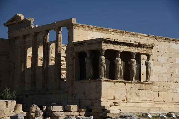 Parthenon Atens Kända Antika Skatter Och Ligger Akropolis Kulle — Stockfoto