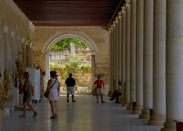 Uma Vista Interior Stoa Attalos Era Stoa Agora Atenas Foi — Fotografia de Stock