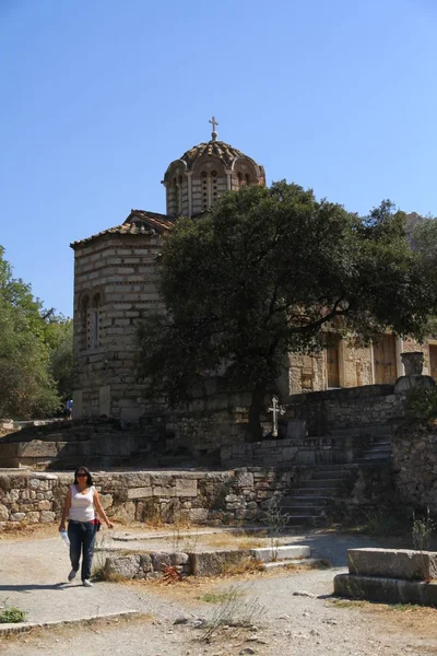Utsikt Över Kyrkan Panagia Kapnikarea Aten Grekland — Stockfoto