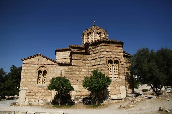 Pohled Kostel Panagia Kapnikarea Aténách Řecko — Stock fotografie