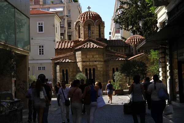 Atenas Greece Abril 2015 Igreja Panaghia Kapnikarea Uma Igreja Ortodoxa — Fotografia de Stock