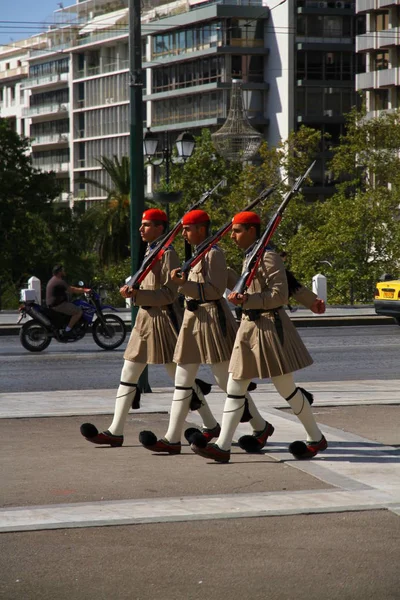 Tombre Des Soldats Inconnus Athènes Grèce Septembre 2012 Cérémonie Changement — Photo