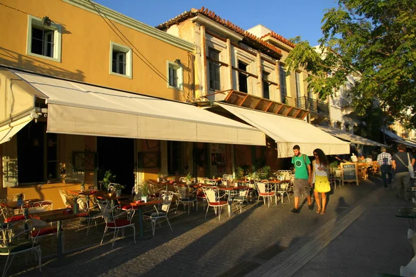 Una Vista Desde Las Calles Monastiraki Punto Encuentro Popular Para — Foto de Stock