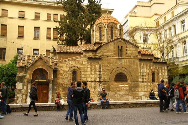 Atenas Greece Abril 2015 Igreja Panaghia Kapnikarea Uma Igreja Ortodoxa — Fotografia de Stock