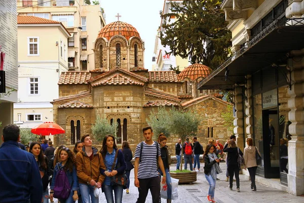 Atenas Greece Abril 2015 Iglesia Panaghia Kapnikarea Una Iglesia Ortodoxa — Foto de Stock