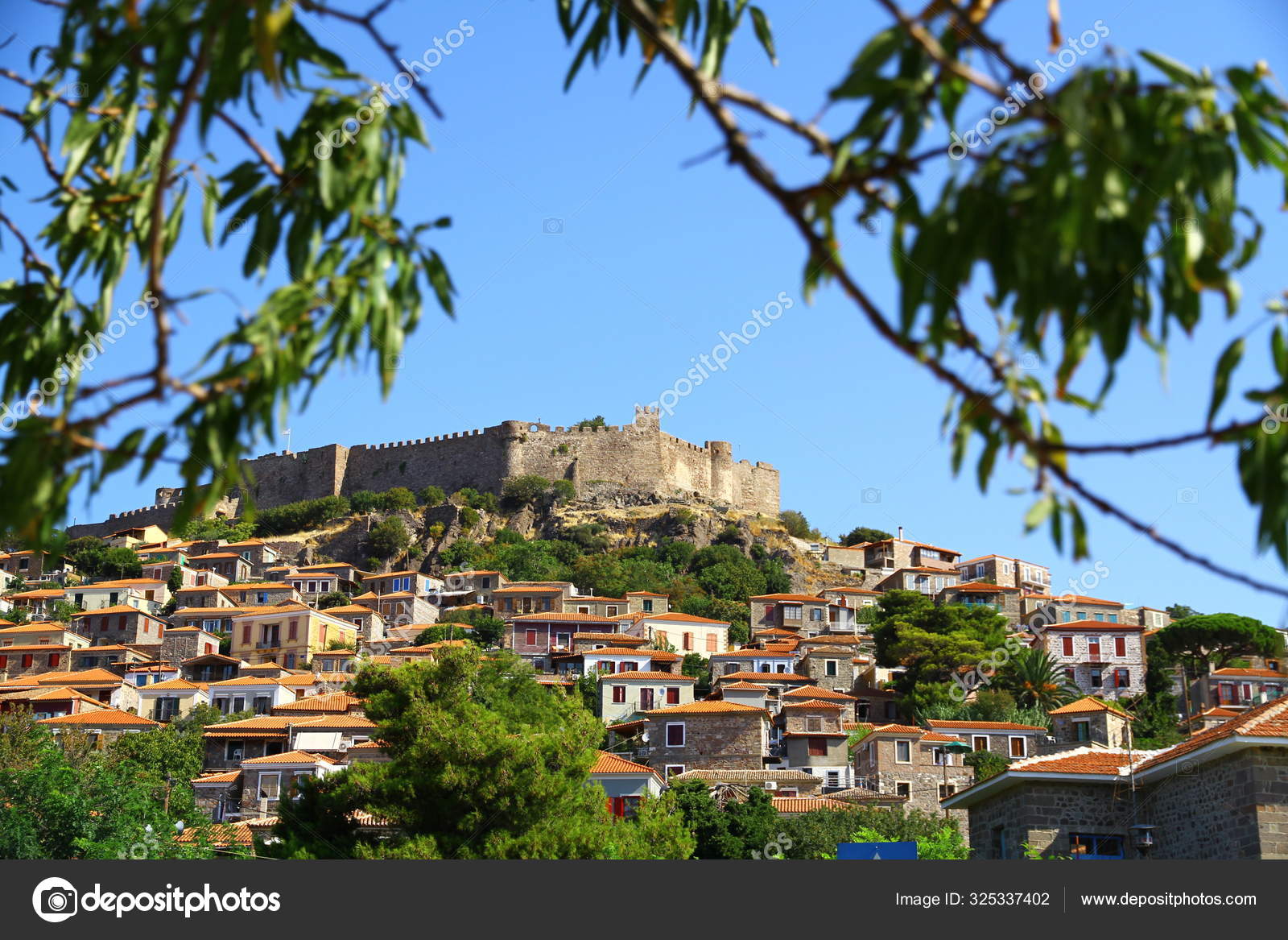 Beautiful View Molyvos Castle Sea — Stock Photo © YaseminOlgunozBerber