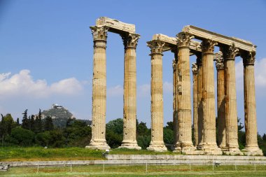 temple of Olympian Zeus and Mount Lycabettus, Athens Greece