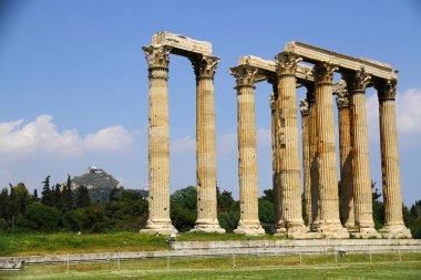 temple of Olympian Zeus and Mount Lycabettus, Athens Greece