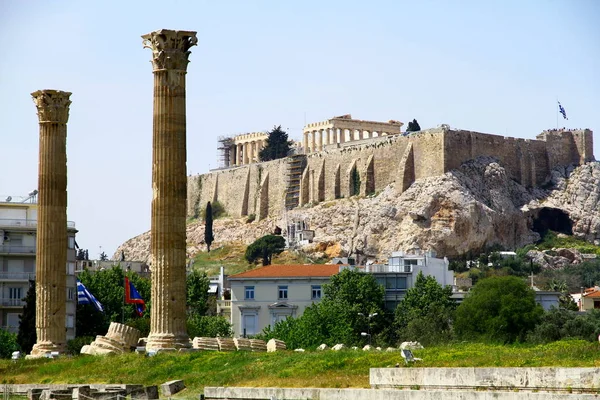 temple of Olympian Zeus and Mount Lycabettus, Athens Greece