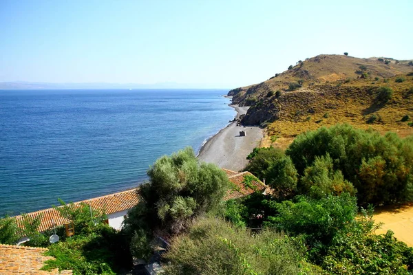 Pohled Pláž Eftalou Lesvos Greece — Stock fotografie