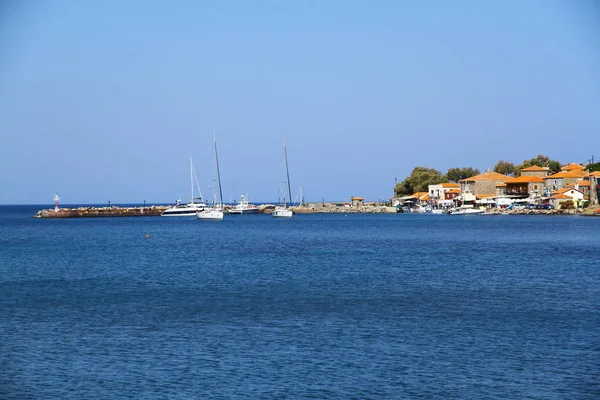 Lesvos Griechenland August 2018 Schöne Kleine Stadt Petra — Stockfoto