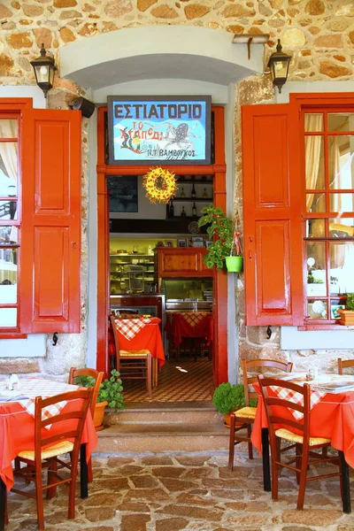 Lesvos Greece August 2018 Restaurant — 스톡 사진