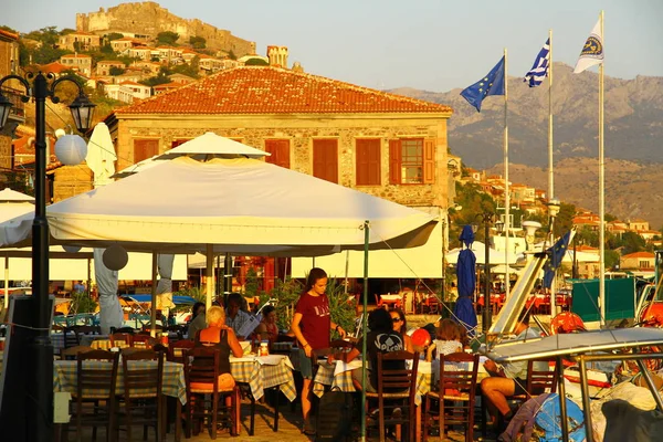 Lesbos Griekenland Augustus 2018 Restaurant — Stockfoto