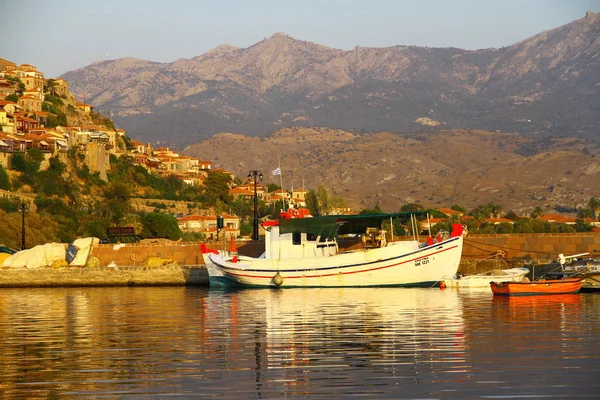 Lesvos Grécia Agosto 2018 Uma Vista Porto Molyvos — Fotografia de Stock