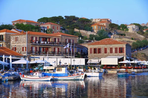 Lesvos Grecia Agosto 2018 Una Vista Dal Porto Molyvos — Foto Stock