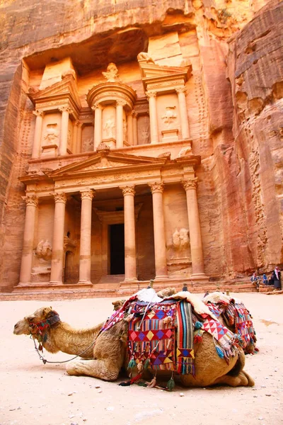 Forntida Staden Petra Jordanien April 2015 Utsikt Från Khazar Finansministeriet — Stockfoto