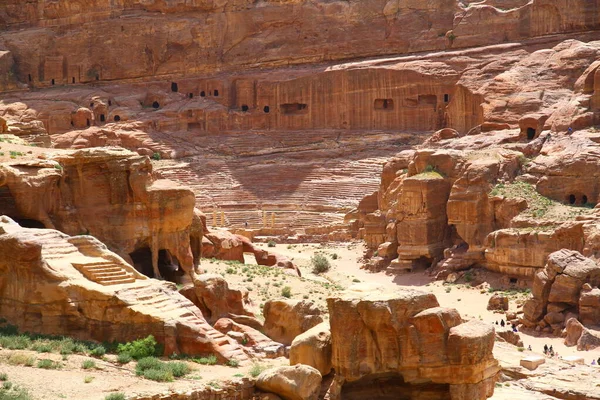 Utsikt Från Teatern Den Antika Staden Petra Jordanien — Stockfoto