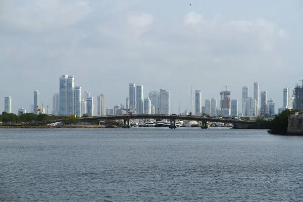 Una Vista Distancia Del Barrio Bocagrande Con Sus Altos Rascacielos — Foto de Stock