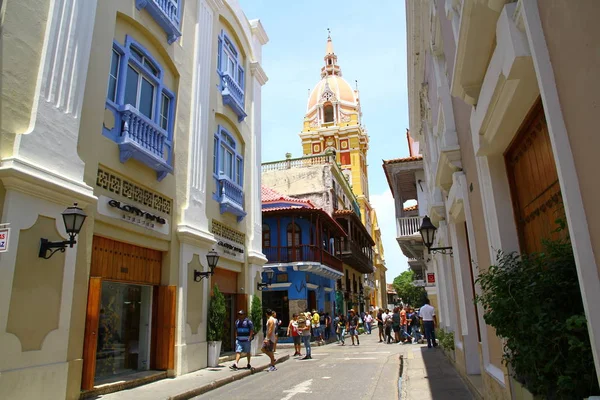 Cartagena Colombia Mei 2019 Een Straatzicht Met Prachtige Koloniale Gebouwen — Stockfoto