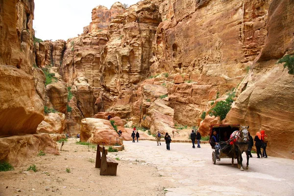 Forntida Staden Petra Jordanien April 2015 Utsikt Från Porten Till — Stockfoto